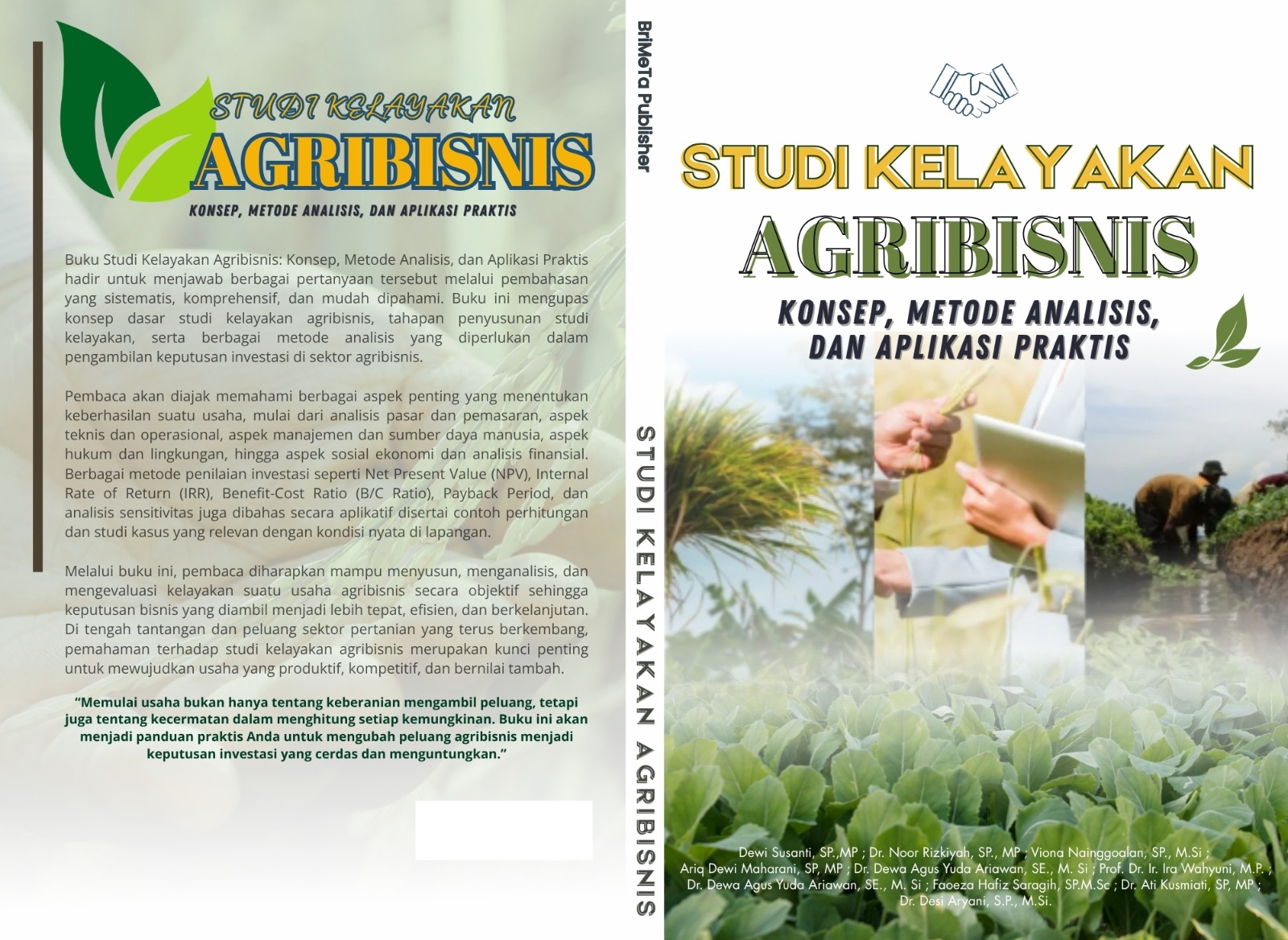 STUDI KELAYAKAN  AGRIBISNIS  Konsep, Metode Analisis, dan  Aplikasi Praktis
